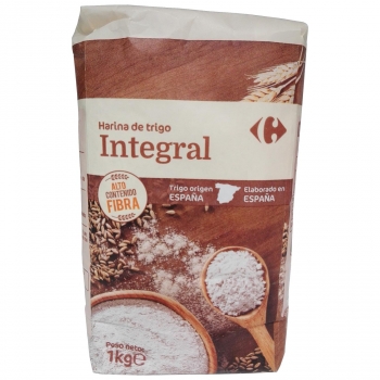 Harina de trigo integral Carrefour 1 kg.