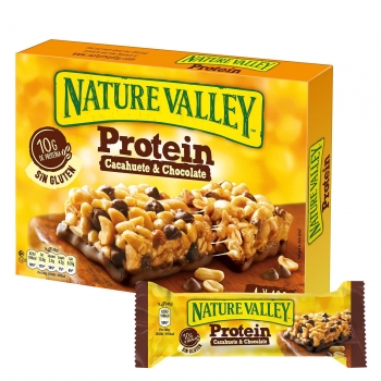 Barritas de proteínas sabor cacahuete y chocolate Nature Valley sin gluten pack de 4 barritas de 40 g. 