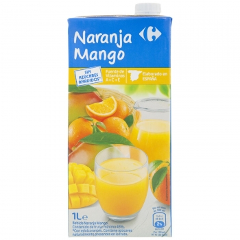 Bebida de naranja y mango Carrefour  sin azúcar añadidoes brik 1 l.