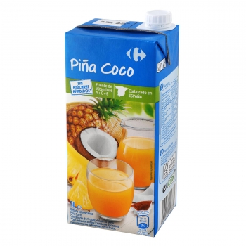 Bebida de piña y coco Carrefour sin azúcar añadido brik 1 l. 