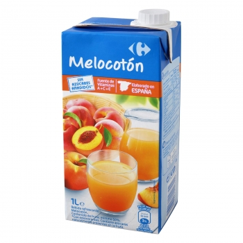 Bebida de melocotón Carrefour sin azúcar añadido pbrik 1 l.