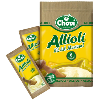 Salsa alioli Chovi sin gluten pack de 8 unidades de 18 g. 8 x 18 g