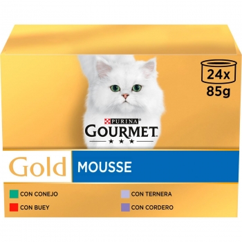 Comida húmeda mousses para gato adulto Purina Gourmet Gold  24x85 g