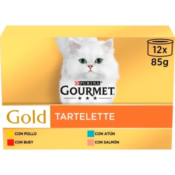 Comida húmeda tartalette surtido para gato adulto Purina Gourmet Gold 12x85 g.