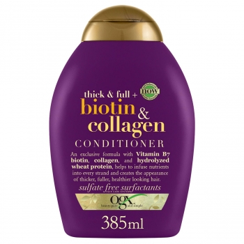 Acondicionador biotina & colágeno para cabello fino OGX 385 ml.