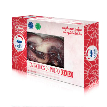 Tentáculos de pulpo cocido congelado Delfín 300 g.