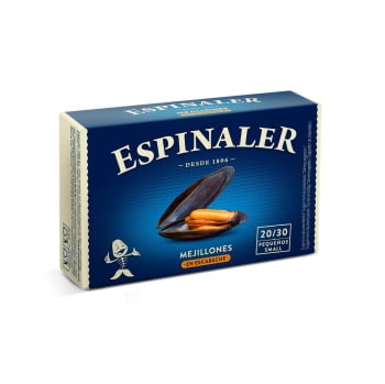 Mejillones de las rías gallegas en escabeche Espinaler sin gluten 69 g.