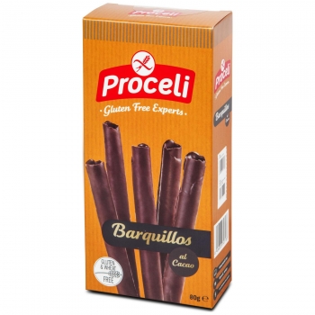 Barquillos al cacao Proceli sin gluten 80 g.
