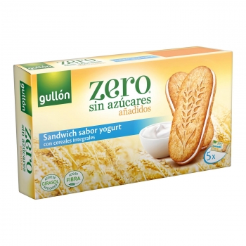 Sándwich sabor yogur con cereales integrales sin azúcar añadido Zero Gullón 220 g.