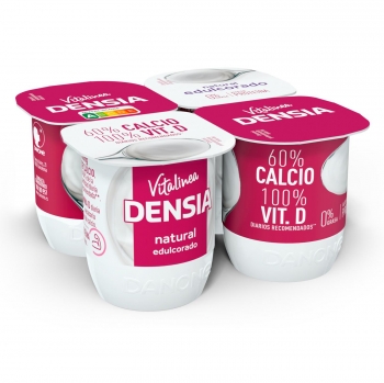 Leche fermentada desnatada edulcorado natural Danone Vitalinea Densia pack de 4 unidades de 120 g.