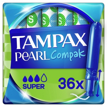 Tampones super Pearl Compak Tampax 36 ud.