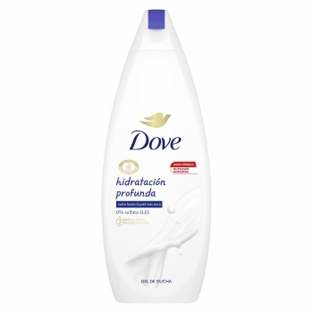 Gel de ducha hidratación profunda para piel seca con mezcla única de 3 hidratantes Dove 600 ml.