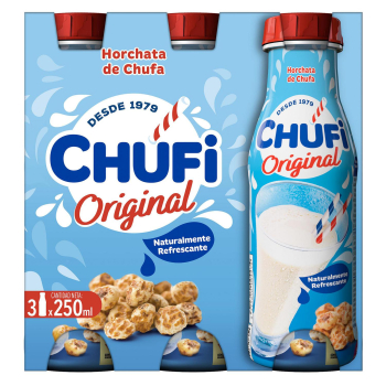 Horchata de chufa Chufi sin gluten sin lactosa pack de 3 botellas de 250 ml. 3 x 250 ml