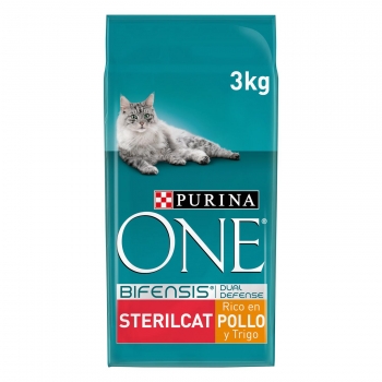 Pienso de pollo y trigo para gato adulto esterilizado Purina ONE Bifensis  3 Kg
