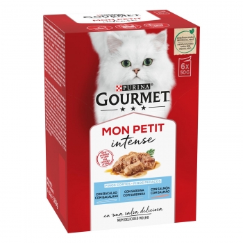 Comida húmeda selección de pescados para gato adulto Gourmet Mon Petit 6x50 g.