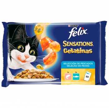 Comida húmeda surtido de pescados para gato adulto Purina Felix Sensations Gelatinas 4x100 g