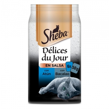 Comida húmeda de pescado para gatos Sheba Délices du Jour pack de 6 unidades de 50 g.
