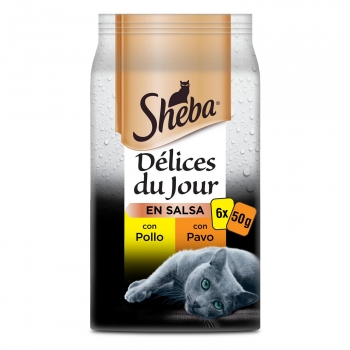 Comida húmeda de ave para gatos Sheba Délices du Jour pack de 6 unidades de 50 g.