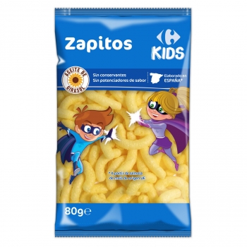 Aperitivo de maíz Zapitos Carrefour Kids sin gluten 80 g.