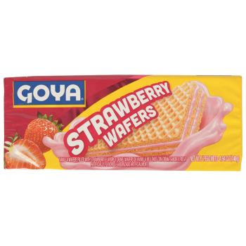 Galletas de barquillo rellenas con crema de fresa Goya 140 g.