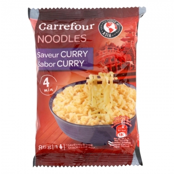 Noodles sabor curry Carrefour 85 g.