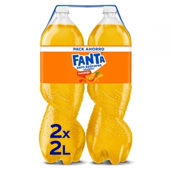 Fanta de naranja zero azúcares añadidos pack 2 botellas 2 l.