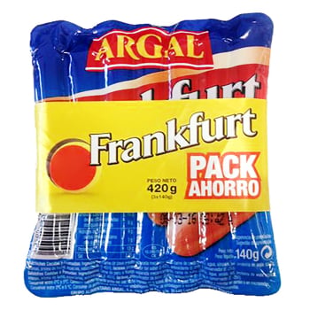 Salchichas Frankfurt Argal pack de 3 unidades de 140 g. 3 x 140 g