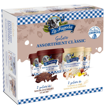 Helado de vainilla con nuez macadamia caramelizada y chocolate La Fageda sin gluten pack de 4 unidades 100 ml. 4 x 100 ml