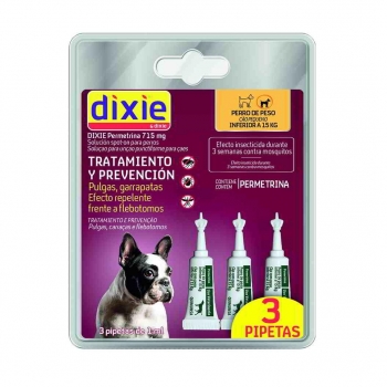 Pipetas permetrina para perro pequeño (1-15Kg) Dixie 3X1 ml