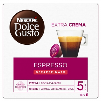 Café espresso intenso descafeinado en cápsulas Néscafe Dolce Gusto 16 ud.