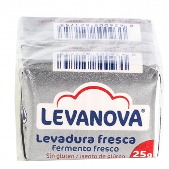 Levadura fresca Levanova sin gluten pack de 2 sobres de 25 g. 