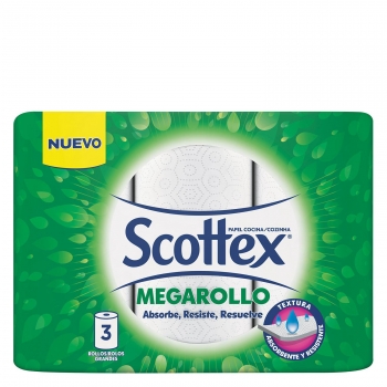 Papel de cocina Megarollo Scottex 3 rollos.