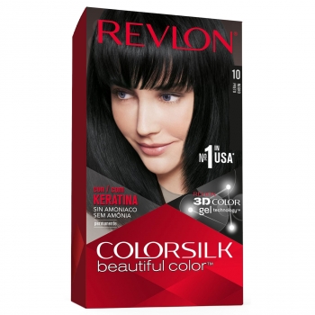 Tinte de cabello permanente sin amoniaco tono 10 negro Revlon Colorsilk 1 ud.
