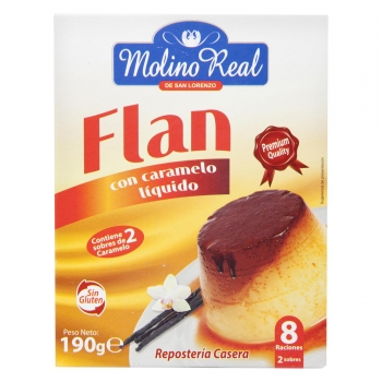 Flan con caramelo líquido Molino Real sin gluten 190 g.