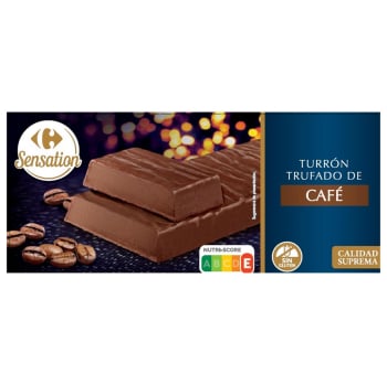 Turrón trufado de café Carrefour Sensation sin gluten 200 g.