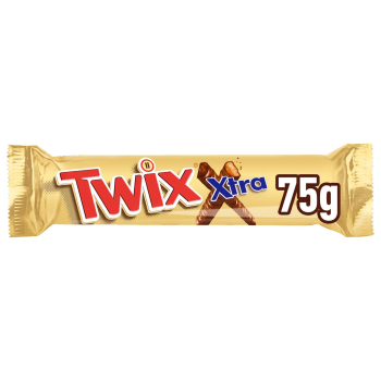 Barritas de chocolate con leche, galleta y caramelo Twix Xtra 75 g.