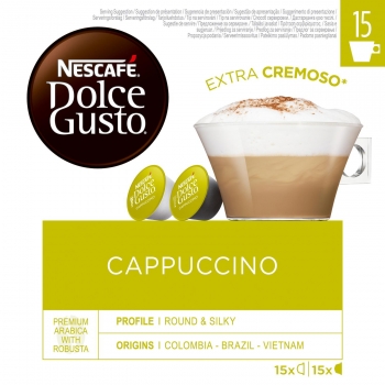 Café cappuccino en cápsulas Nescafé Dolce Gusto 15 unidades de 25 g.