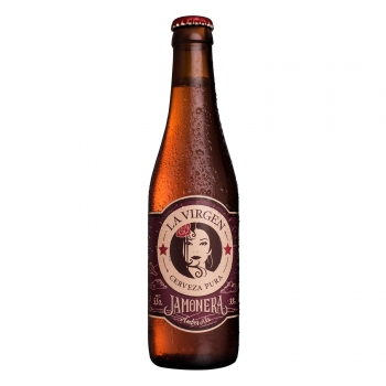 Cerveza artesana La Virgen Jamonera Amber Ale botella 33 cl.