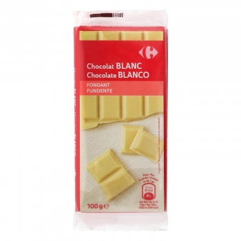 Chocolate blanco fondant Carrefour pack de 2 tabletas de 100 g.