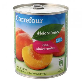 Melocotón con edulcorantes en mitades Carrefour 480 g.