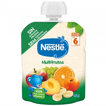 Bolsita de multifrutas desde 6 meses Nestlé sin gluten y sin azúcar añadido 90 g.