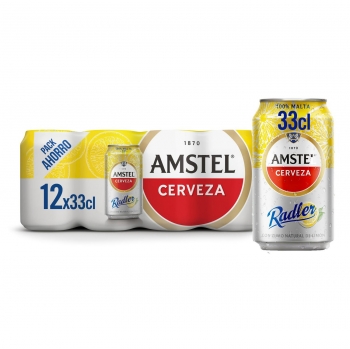 Cerveza Amstel Radler con limón pack de 12 latas de 33 cl.