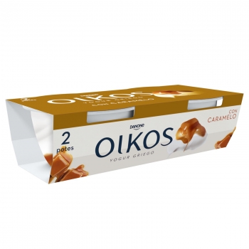Yogur griego con caramelo Danone Oikos sin gluten pack de 2 unidades de 110 g.