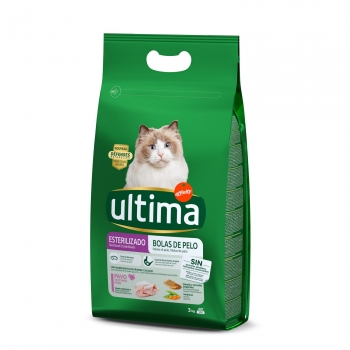 Pienso para gato esterilizado control bolas de Pelo Sabor Pavo Ultima Cat 3kg.