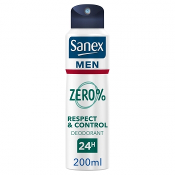 Desodorante en spray Respect & Control de olor 24h Zero% Sanex Men 200 ml.