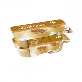 Natillas con galleta entera Carrefour pack de 4 unidades de 125 g.