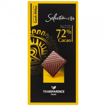 Chocolate negro 72% cacao Carrefour Selección 80 g.