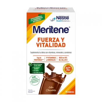 Batido complemento alimenticio sabor chocolate sin gluten Meritene 15 ud.