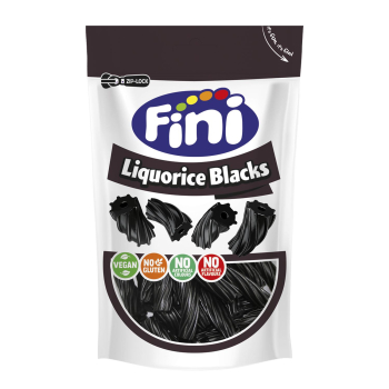 Regaliz negro de goma Fini sin gluten 180 g.