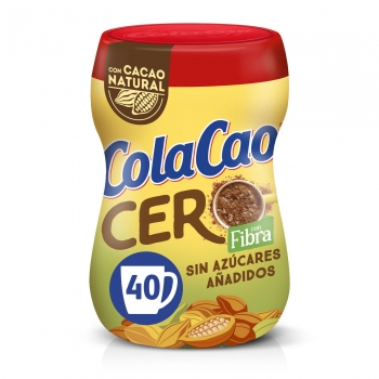 Cacao soluble con fibra sin azúcar añadido Cola Cao Cero 300 g.